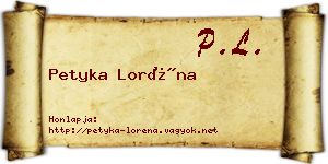 Petyka Loréna névjegykártya